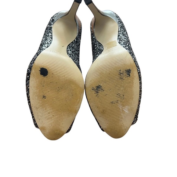 Nine West Black Glitter Peep-Toe Heels Size 7.5 - Picture 7 of 7